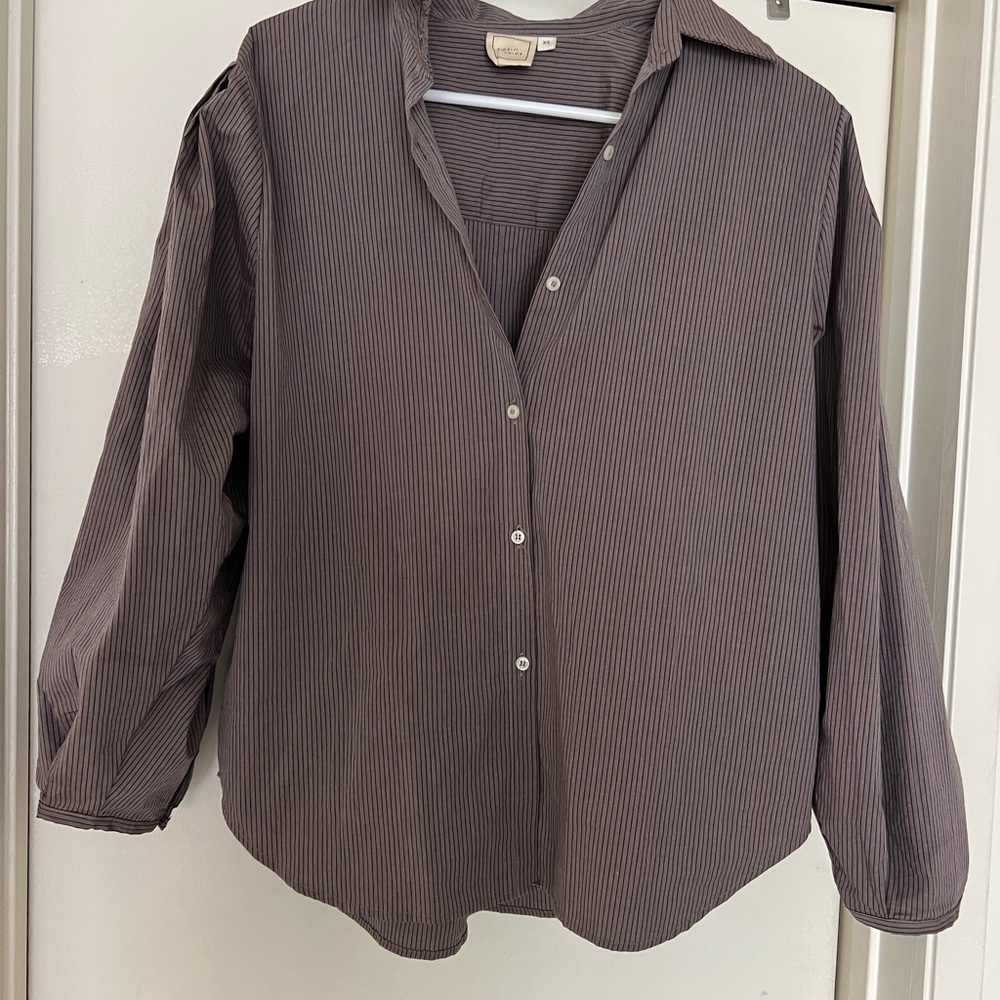 Deji studios striped button down